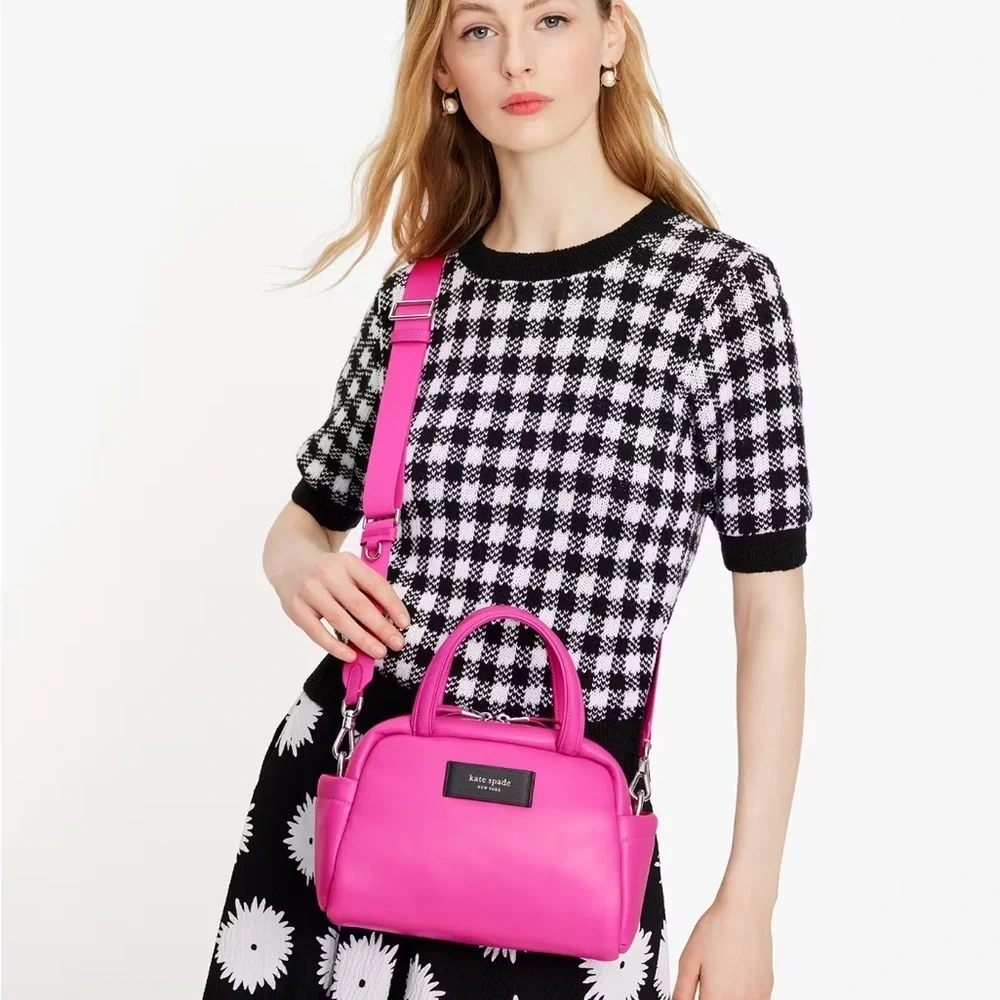 Kate Spade Puffed Satchel Crossbody Vivid Snapdragon